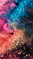 Fototapeta premium Background featuring colorful glitter and powder pigments creating a vibrant and sparkling abstract pattern