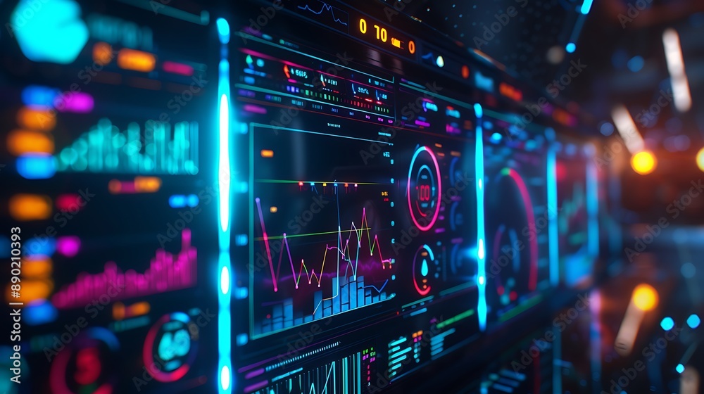 Fototapete futuristic technology interface with data visualization