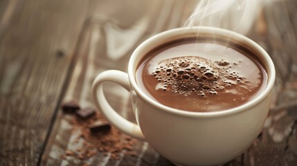 a cup of thick hot chocolate on the table