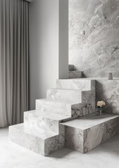 Textured stone display with minimalist elements, refined product showcase, 4K., Generative Ai