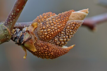 Obraz premium Tree Bud Macro: Beautiful Blossom on Tree Branch with Blurred Background