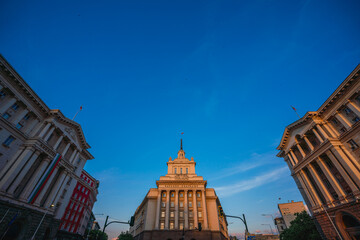 Obraz premium The Largo, is one of the main landmarks in Sofia, the capital city of Bulgaria, built in the 1950s an example of Socialist Classicism architecture