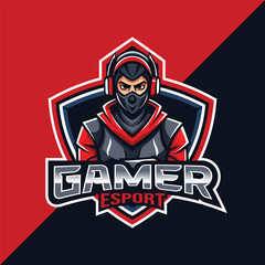 Gamer mascot esport logo design with shield