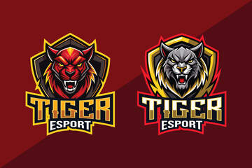 Tiger mascot esport logo design with shield