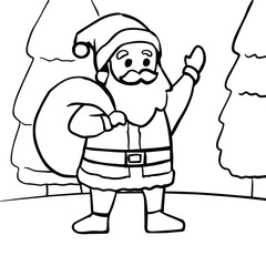 Happy Santa Claus with Gift Bag