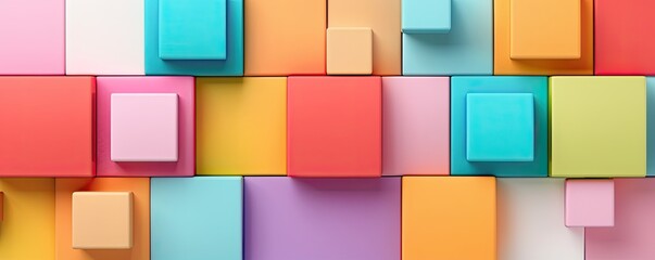 Bright color blocks arranged in an abstract pattern, forming a vibrant background