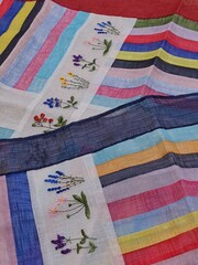 Traditional Korean handmade patchworks Bojagi which is square hemmed cloth and Korean people used to wrap, store and carry things