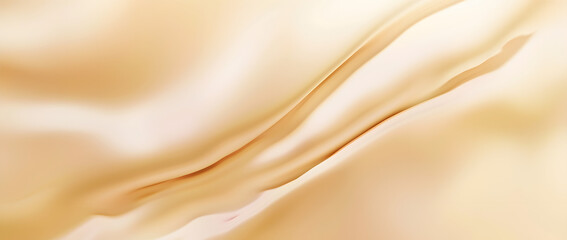 Fototapeta premium Smooth beige wavy gradient background. Soft silky ecru liquid wallpaper. Warm color splash texture for banner, flyer, presentation, graphic design, leaflet. Abstract blur wavy backdrop cover. Vector