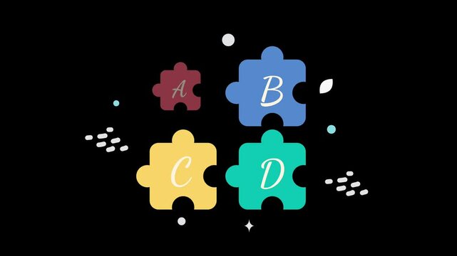 Abcd puzzle colorful animated footage
