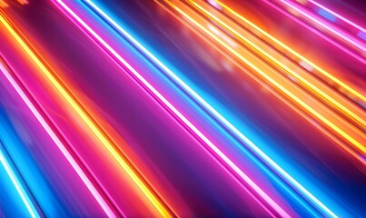 Abstract multicolored light display with a neon stripe , Generative AI