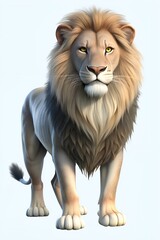 Fototapeta premium lion in 3d cartoon style isolated on white background