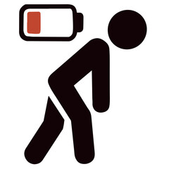 Vector exhausted line man icon low battery illustration