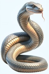 Fototapeta premium snake in 3d cartoon style isolated on white background