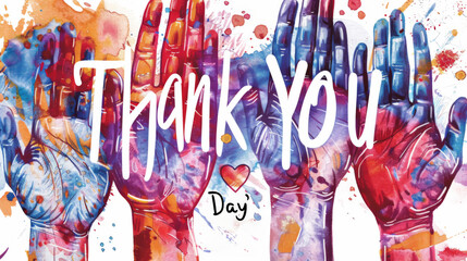 Thank You Day Colorful Hands Illustration