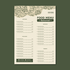 Restaurant menu template design vector