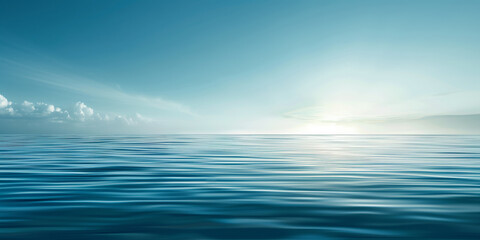 Obraz premium Abstract background with view of calm sea under blue sky, realistic style, relaxing effect.