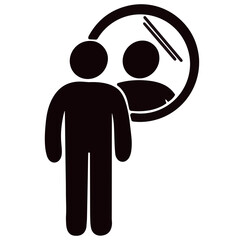 Vector man looking at mirror icon illustration