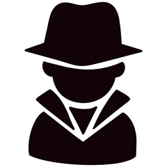 Simple vector silhouette detective icon illustration