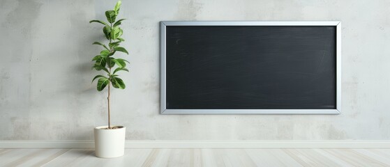 Industrial Loft Blackboard - Urban Modern Metal Frame Chalkboard on Stylish Loft Background