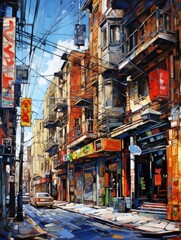 Fototapeta premium Modern City Center Illustration: Fine Art Design