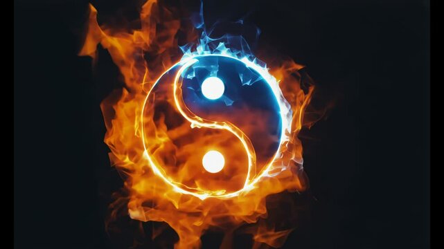 Yin Yang Symbol in Fire and Water