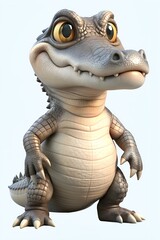 Fototapeta premium crocodile in 3d cartoon style isolated on white background