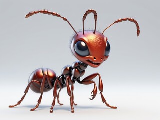 3D illustration of cute ant isolated on white background