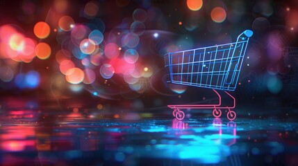 Shopping Cart in Neon Lights