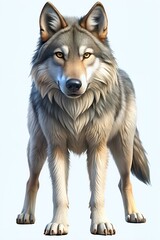 Fototapeta premium wolf in 3d cartoon style isolated on white background