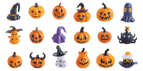 Set of Halloween elements on white background.