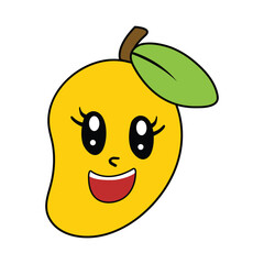 World Mango Day. 22 July Social Media Post Template with Funny Emoji Mango with White Background