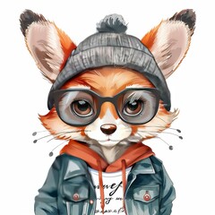 Fototapeta premium Mara Hipster animal fashion cartoon isolated whitebackground