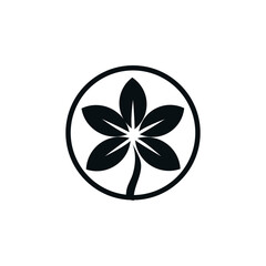 Flower icon silhouette ,vector botanical style logo with white background.minimalist flower plant. 