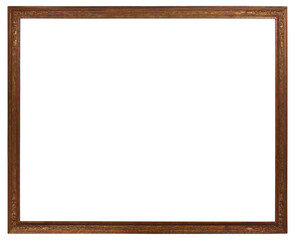 A narrow frame of a painting in a classic design on a transparent background, in PNG format.