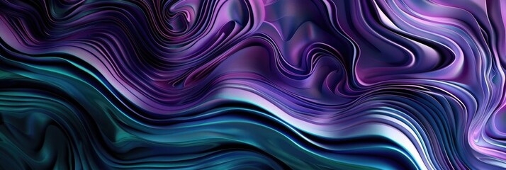 Abstract Natural Texture. Purple and Turquoise 3D Wallpaper with Rippling Wavy Flow
