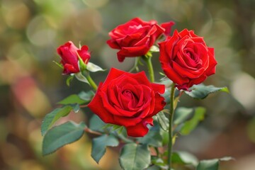 Valentine Roses. Red Bouquet of Beautiful Roses for Valentine's Day Romance