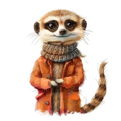 Meerkat Artsy animal fashion cartoon isolated whitebackground