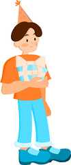 Fototapeta premium boy with gift vector illustration