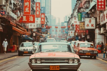 and street scenes of 1970s Hong Kong, [urban chic], [historic ambiance]