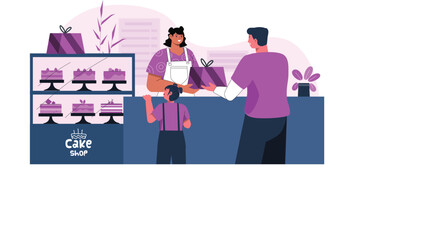 Cake Shop Concept Flat Illustration