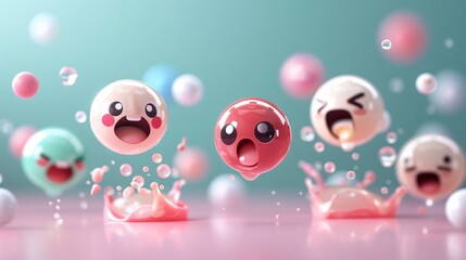 Colorful Emoji Faces: Playful and Vibrant Emotions on Bright Background for Eye-Catching Visuals