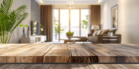 Wooden Tabletop in Modern Living Room