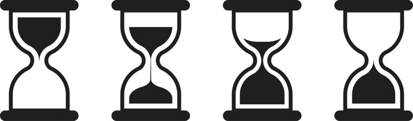 Hourglass Icon Set, hourglass timer, hourglass, sand glyph sign, Set of different style icons on white background, Vector Illustration