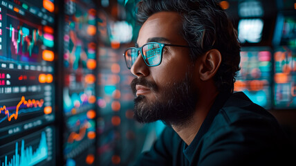 Trader with Beard Analyzing Stock Market Trends