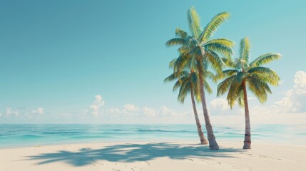 Fototapeta premium Palm Trees on an Empty Tropical Beach