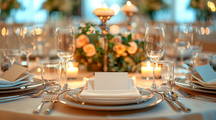 Elegant Table Setting with Blank Place Card for Special Occasion