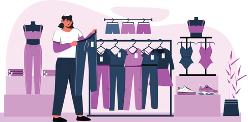 Clothes Shop Flat Character Design Illustration