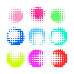 colored circle dotted halftones isolated