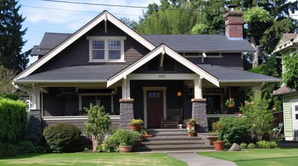 Craftsman Style House with Gable Roof 