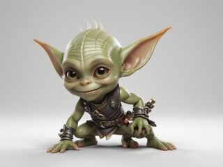 3D illustration of cute goblin isolated on white background